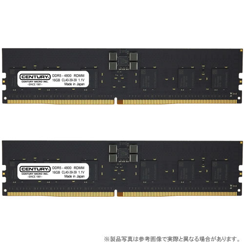 センチュリーマイクロ CB16GX2-D5RE480281 [32GB kit (16GBx2) DDR5-4800 (PC5-38400) ECC Reg DIMM 288pin Single Rank 2048Mx8]