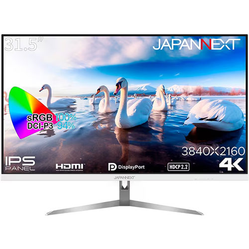 JAPANNEXT JN-IPS315UHD-W [液晶ディスプレイ 31.5型/3840×2160/ホワイト]
