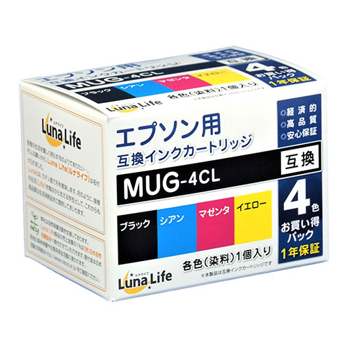 ワールドビジネスサプライ LNEPMUG/4P [Luna Life エプソン用 互換インクカートリッジ MUG-4CL 4本セット]