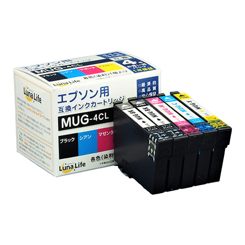 ワールドビジネスサプライ LNEPMUG/4PBK+1 [Luna Life エプソン用 互換インクカートリッジ MUG-4CL ブラック1本おまけ付き5本セット]