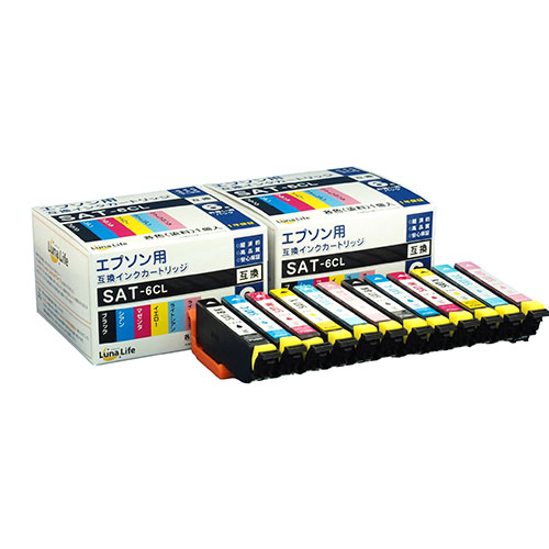 ワールドビジネスサプライ LNEPSAT/6P*2PCS [Luna Life エプソン用 互換インクカートリッジ SAT-6CL 6本パック×2個お買い得セット]