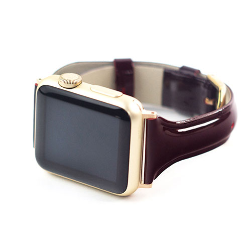 WEARPLANET WP23098AWBR [Slim Line 本革 エナメルバンド for Apple Watch 41/40/38mm  ガーネットブラウン]