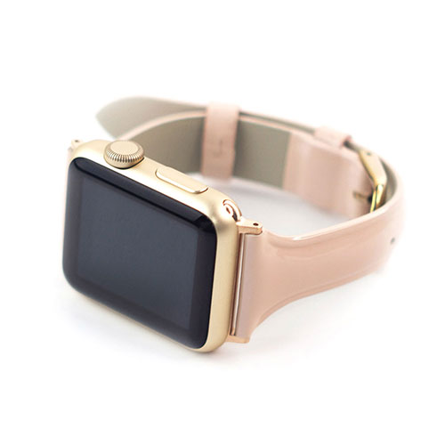 WEARPLANET WP23100AWPK [Slim Line 本革 エナメルバンド for Apple Watch 41/40/38mm ティックルドピンク]
