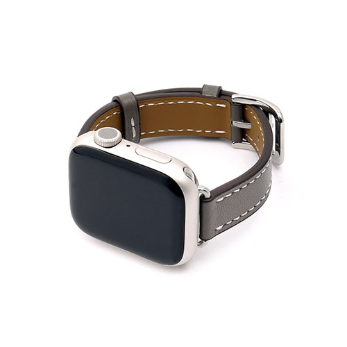 WEARPLANET WP23140AW [Slim Line クラシック本革バンド for Apple Watch 45/44/42mm ディムグレー]