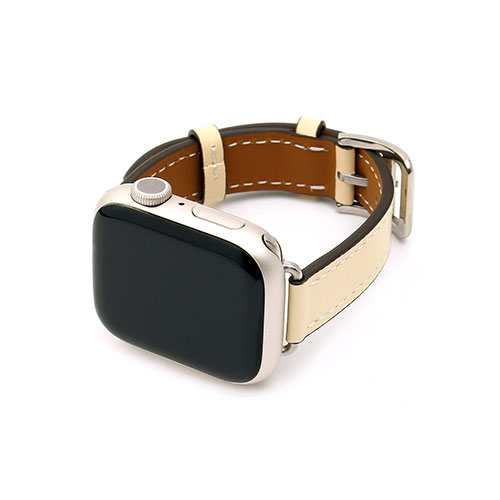 WEARPLANET WP23142AW [Slim Line クラシック本革バンド for Apple Watch 45/44/42mm レースホワイト]