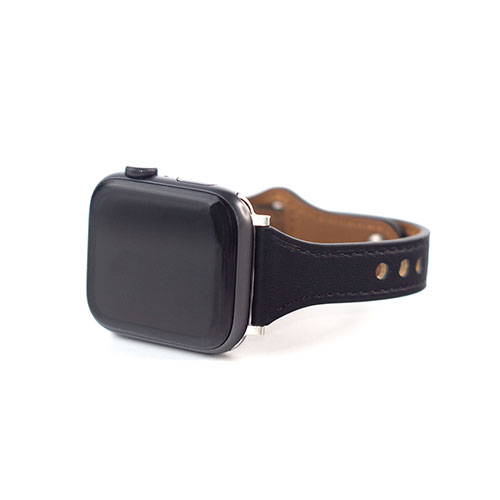 WEARPLANET WP23205AWBK [Slim Line フラット本革バンド for Apple Watch 45/44/42mm Deep Black]