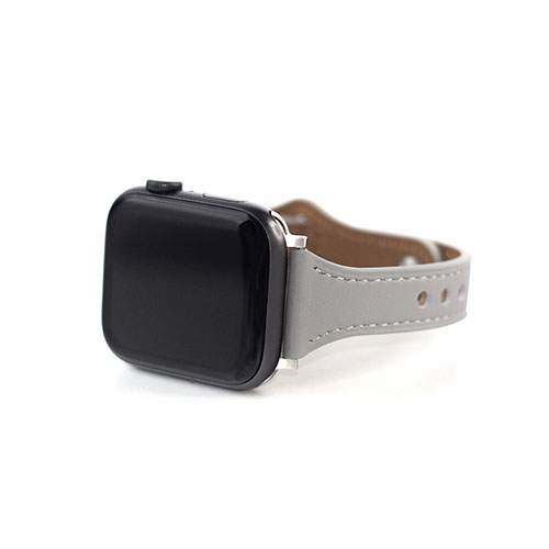 WEARPLANET WP23207AWGR [Slim Line フラット本革バンド for Apple Watch 45/44/42mm Antique Gray]