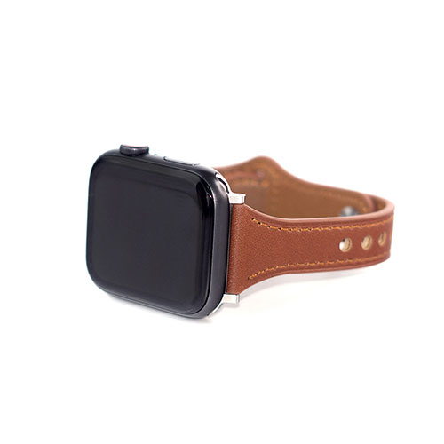 WEARPLANET WP23208AWAM [Slim Line フラット本革バンド for Apple Watch 45/44/42mm メープルブラウン]