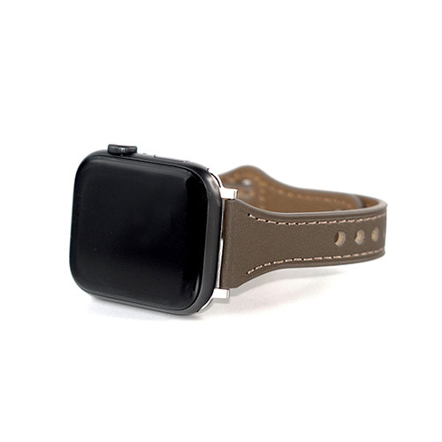 WEARPLANET WP23209AWWM [Slim Line フラット本革バンド for Apple Watch 45/44/42mm スモーキーブラウン]