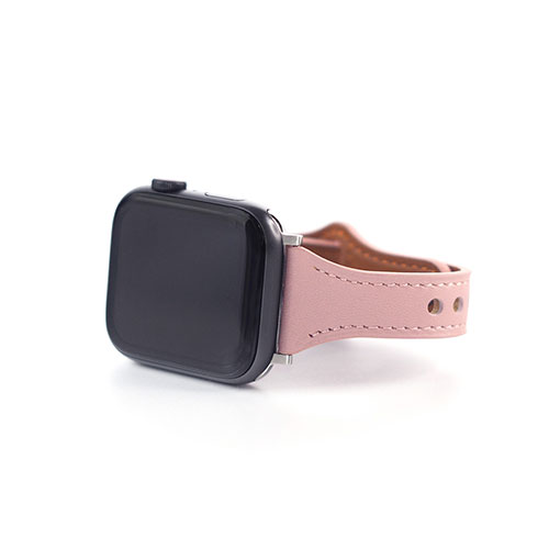 WEARPLANET WP23210AWPK [Slim Line フラット本革バンド for Apple Watch 45/44/42mm Tickle Pink]
