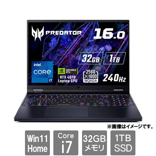 エイサー PH16-72P-N73Z47 [Predator Helios (Core i7-14700HX 32GB SSD1TB 16.0WQXGA Win11Home アビサルブラック)]