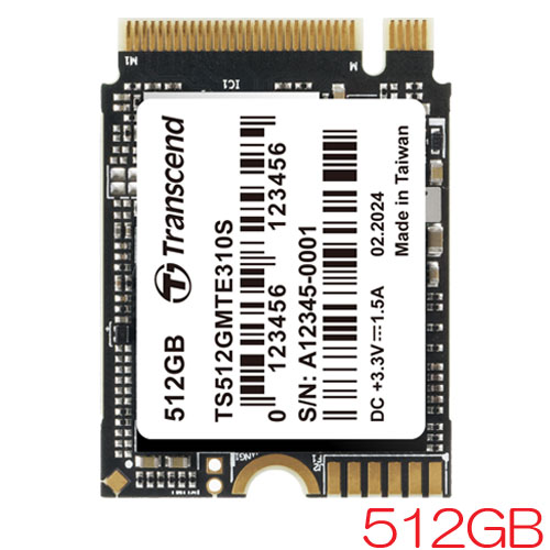 トランセンド TS512GMTE310S [512GB M.2 PCIe SSD 310S NVMe Gen4 x4 Type 2230 3D TLC NAND 300TBW 5年保証]