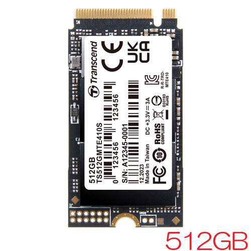 トランセンド TS512GMTE410S [512GB M.2 PCIe SSD 310S NVMe Gen4 x4 Type 2242 M Key 3D TLC NAND 300TBW 5年保証]