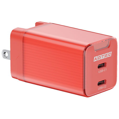 アドテック APD-V065C2-RD [PD充電器 最大65W Type-C×2、PD3.0対応 折り畳み式プラグ レッド]