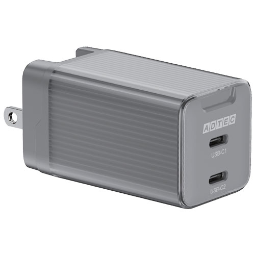 アドテック APD-V065C2-BK [PD充電器 最大65W Type-C×2、PD3.0対応 折り畳み式プラグ ブラック]