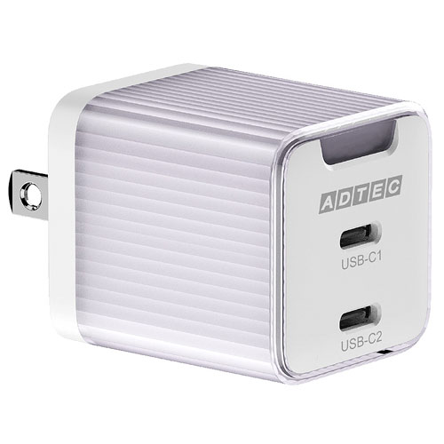 アドテック APD-V045C2-PU [PD充電器 最大45W Type-C×2、PD3.0対応 パープル]