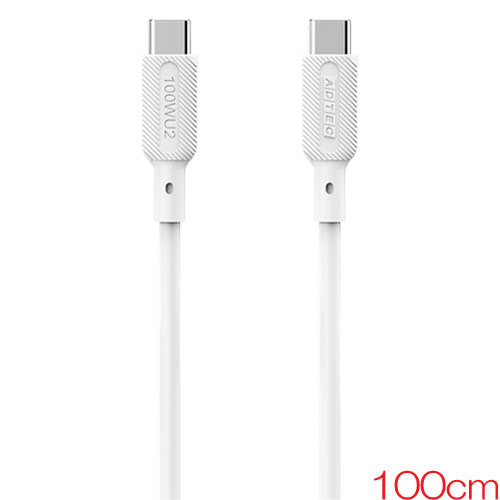 アドテック APC-V1010SCC-U2-WH [PD 100W充電対応 eMarker搭載 USB 2.0 Type-C to Type-C ケーブル 100cm ホワイト]