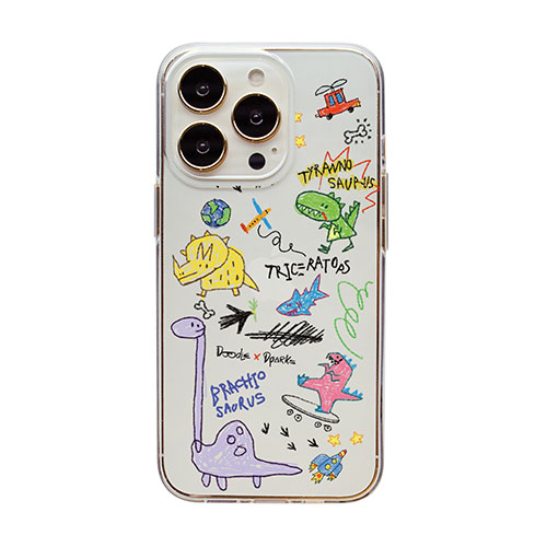dparks DS24155i14P [ソフトクリアケース for iPhone 14 Pro DINO DOODLE 背面カバー型]