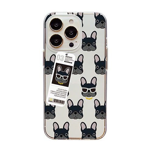 dparks DS24151i14P [ソフトクリアケース for iPhone 14 Pro bulldog 背面カバー型]