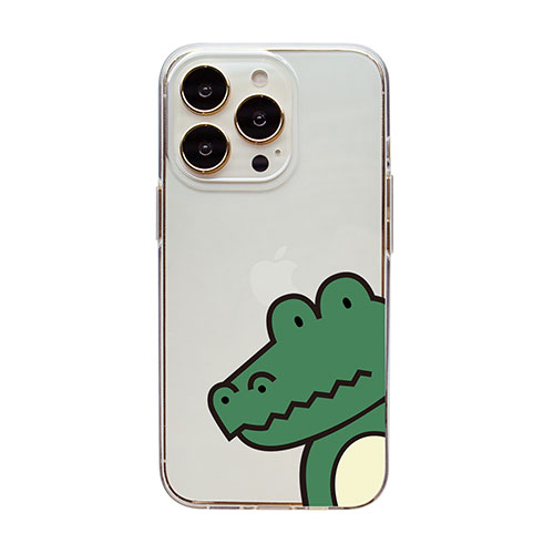 dparks DS24146i14P [ソフトクリアケース for iPhone 14 Pro ワニ 背面カバー型]