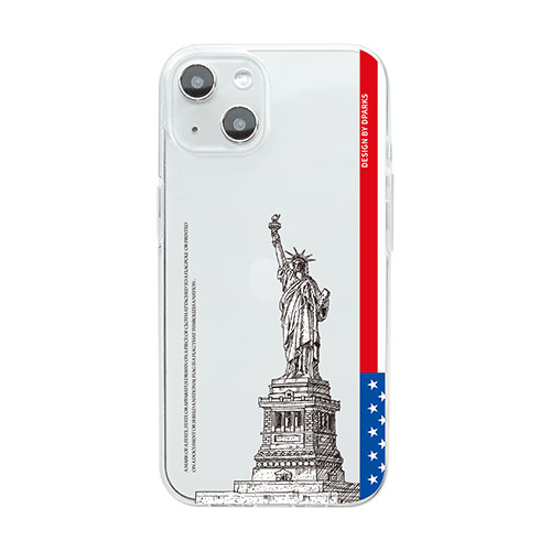 dparks DS24143i14 [ソフトクリアケース for iPhone 14 The 自由の女神 背面カバー型]