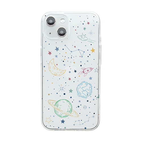 dparks DS24132i14 [ソフトクリアケース for iPhone 14 COSMOS 背面カバー型]