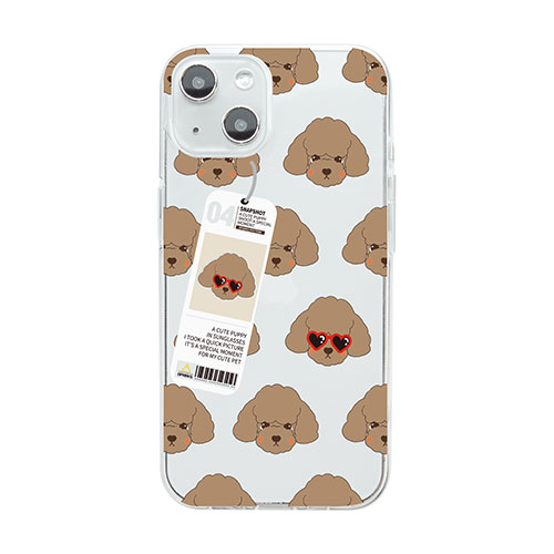 dparks DS24125i14 [ソフトクリアケース for iPhone 14 poodle 背面カバー型]