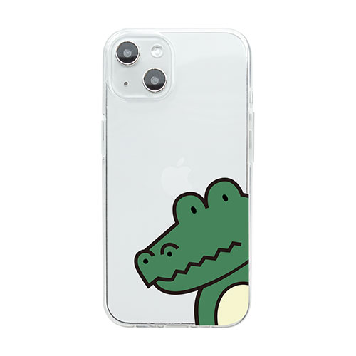 dparks DS24119i14 [ソフトクリアケース for iPhone 14 ワニ 背面カバー型]