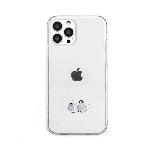 dparks DS21204i13P [ソフトクリアケース for iPhone 13 Pro ミニ動物 ペンギン]