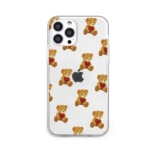 dparks DS21555i13P [ソフトクリアケース for iPhone 13 Pro ハートテディ]