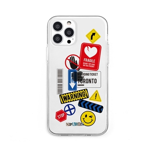 dparks DS21176i13P [ソフトクリアケース for iPhone 13 Pro TAG STICKER Warning]