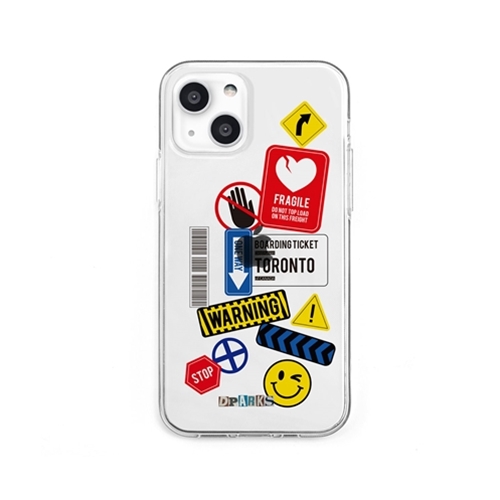 dparks DS21110i13MN [ソフトクリアケース for iPhone 13 mini TAG STICKER Warning]