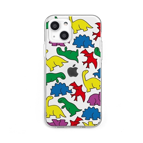 dparks DS21173i13 [ソフトクリアケース for iPhone 13 カラフルザウルス]