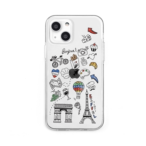 dparks DS21153i13 [ソフトクリアケース for iPhone 13 I LOVE PARIS]