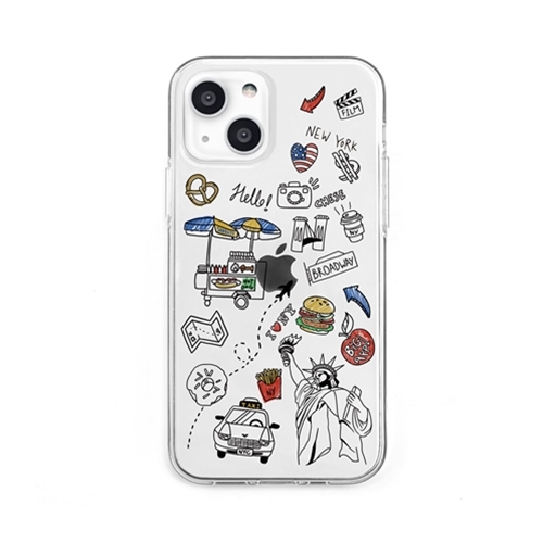 dparks DS21152i13 [ソフトクリアケース for iPhone 13 I LOVE NEWYORK]