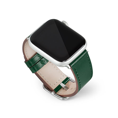 EGARDEN EG24860AWGN [スクエアバックル本革バンド for Apple Watch 49/45/44/42mm ディープグリーン]