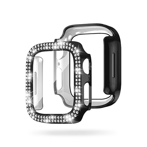 EGARDEN EG24868AWBK [ガラスフィルム一体型ラインストーンケース for Apple Watch 45mm ブラック]
