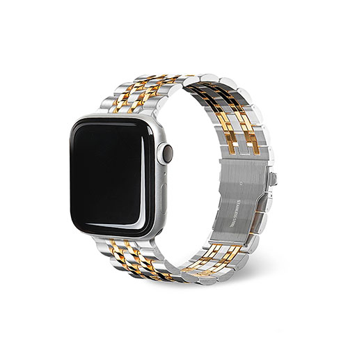 EGARDEN EGD24668AW [SOLID METAL BAND for Apple Watch 41/40/38mm Apple Watch用バンド シルバー&ゴールド]