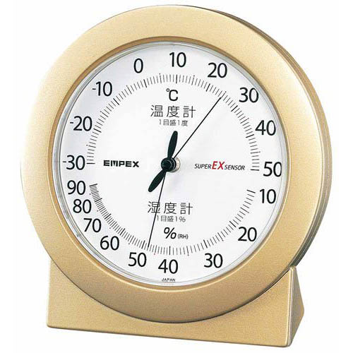 EMPEX EMPEX 温度・湿度計 スーパーEX高品質 温度・湿度計 卓上用 EX-2768 シャンパンゴールド