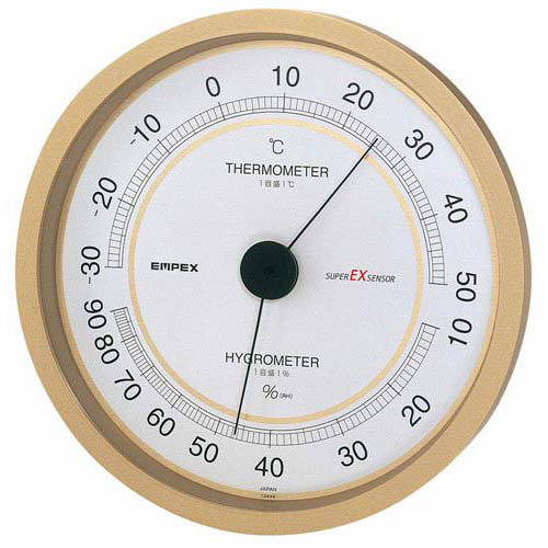 EMPEX EMPEX 温度・湿度計 スーパーEX高品質 温度・湿度計 壁掛用 EX-2748 シャンパンゴールド