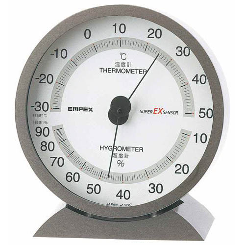 EMPEX EMPEX 温度・湿度計 スーパーEX高品質 温度・湿度計 卓上用 EX-2717 メタリックグレー