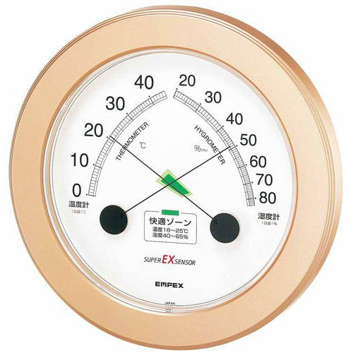 EMPEX EMPEX 温度・湿度計 スーパーEX高品質 温度・湿度計 壁掛用 EX-2738 シャンパンゴールド