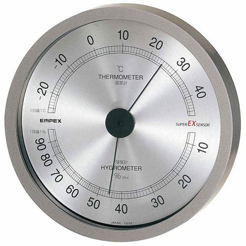 EMPEX EMPEX 温度・湿度計 スーパーEX高品質 温度・湿度計 壁掛用 EX-2727 メタリックグレー