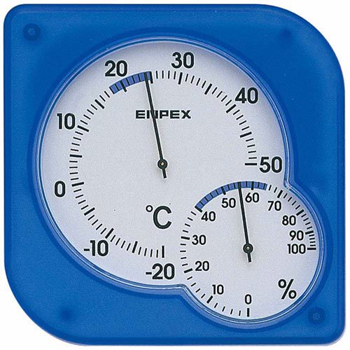 EMPEX EMPEX 温度・湿度計 シュクレmidi 置き掛け兼用 TM-5606 クリアブルー