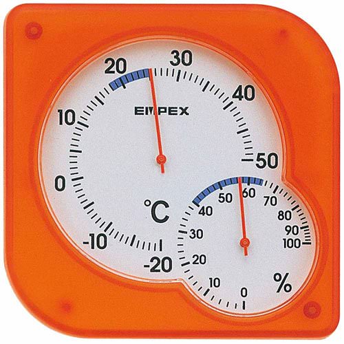 EMPEX EMPEX 温度・湿度計 シュクレmidi 置き掛け兼用 TM-5604 クリアオレンジ