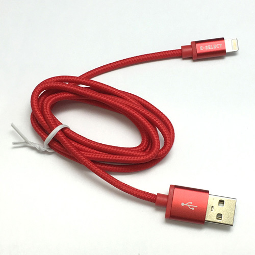 E-SELECT ES-LTCB1ANR [MFI認証ライトニングカラーケーブル (断線しにくいナイロン編みこみタイプ) 1m レッド]