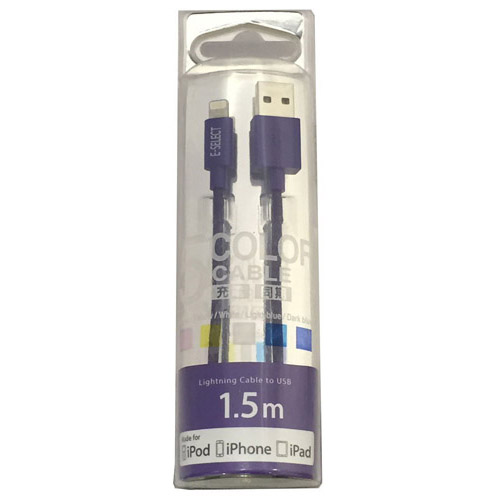 E-SELECT ES-LTC15MDB [MFI認証ライトニングカラーケーブル 1.5m パープル]