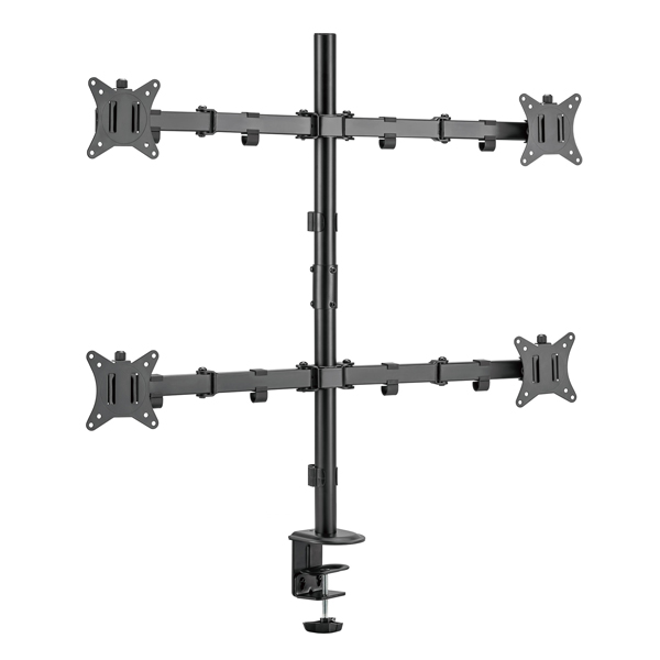 グリーンハウス GH-AMEN4-BK [液晶モニターアーム 4画面(2×2) クランプ/グロメット式]
