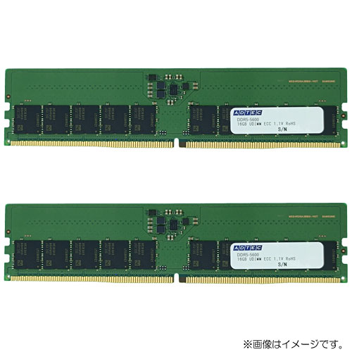アドテック ADS5600D-E32GDBW [32GB×2枚組 DDR5-5600 (PC5-44800) ECC Unbuffered DIMM 2Rx8 288pin]