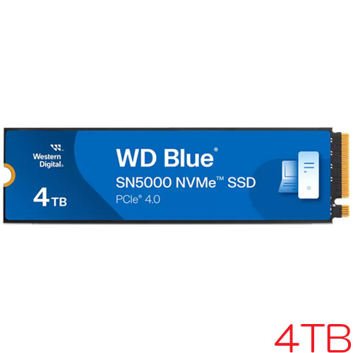 WDS400T4B0E [WD Blue SN5000 NVMe SSD（4TB M.2(2280) PCIe Gen4 x4 NVMe 1200TBW 3D QLC 5年保証）]